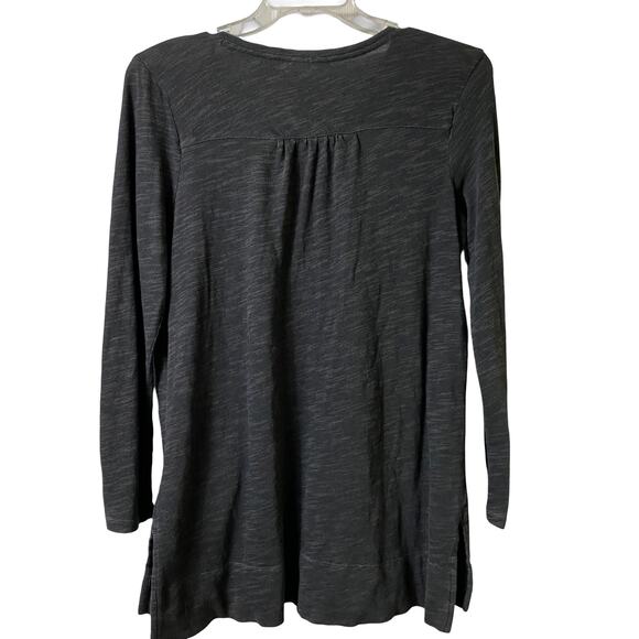 J Jill Long Sleeve Charcoal Gray Marled Gray V Neck Top with Pockets Sz M (2567) - Picture 3 of 6